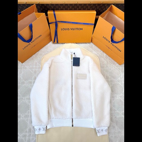 lv 레더 패치 플리스 블루종