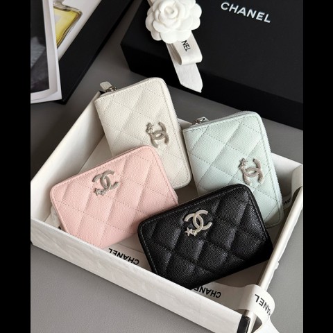 25b cc 별 로고 캐비어 지퍼 카드지갑