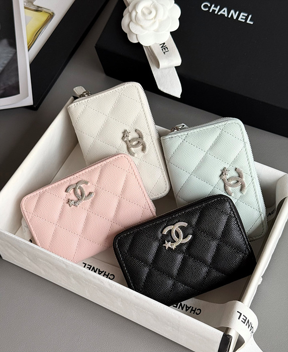 25b cc 별 로고 캐비어 지퍼 카드지갑